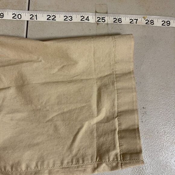 Chaps Khaki Tan Ruffled Elastic Pull On Pants Tie Belt Size L NWT - Picture 10 of 12